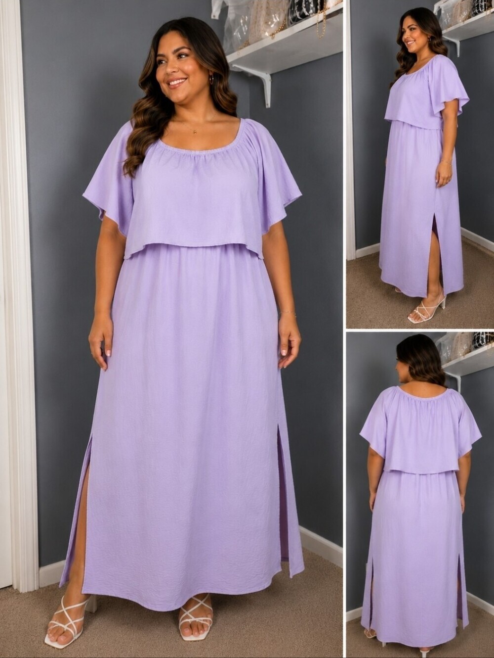 Purple Maxi Sundress with Dolman Sleeves
